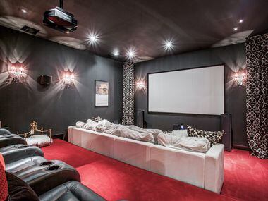 A look at the basement movie theater of the Dallas home Kameron Westcott is selling.