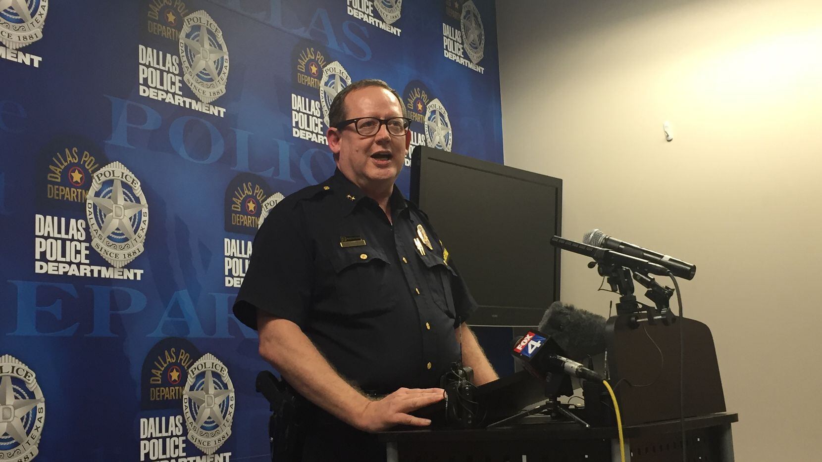  Assistant Chief Randall Blankenbaker addresses the media on Dec. 22, 2015, about the second...