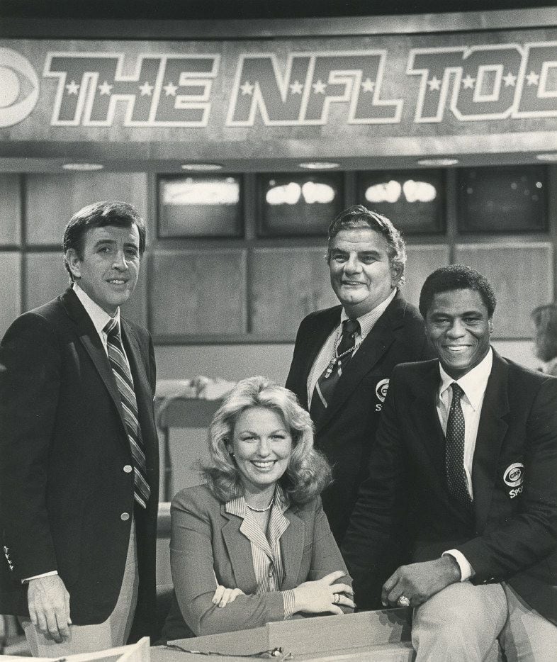NFL Today crew in 1976, from left: host Brent Musburger, reporter Phyllis George, Jimmy "The Greek" Snyder, analyst Irv Cross.