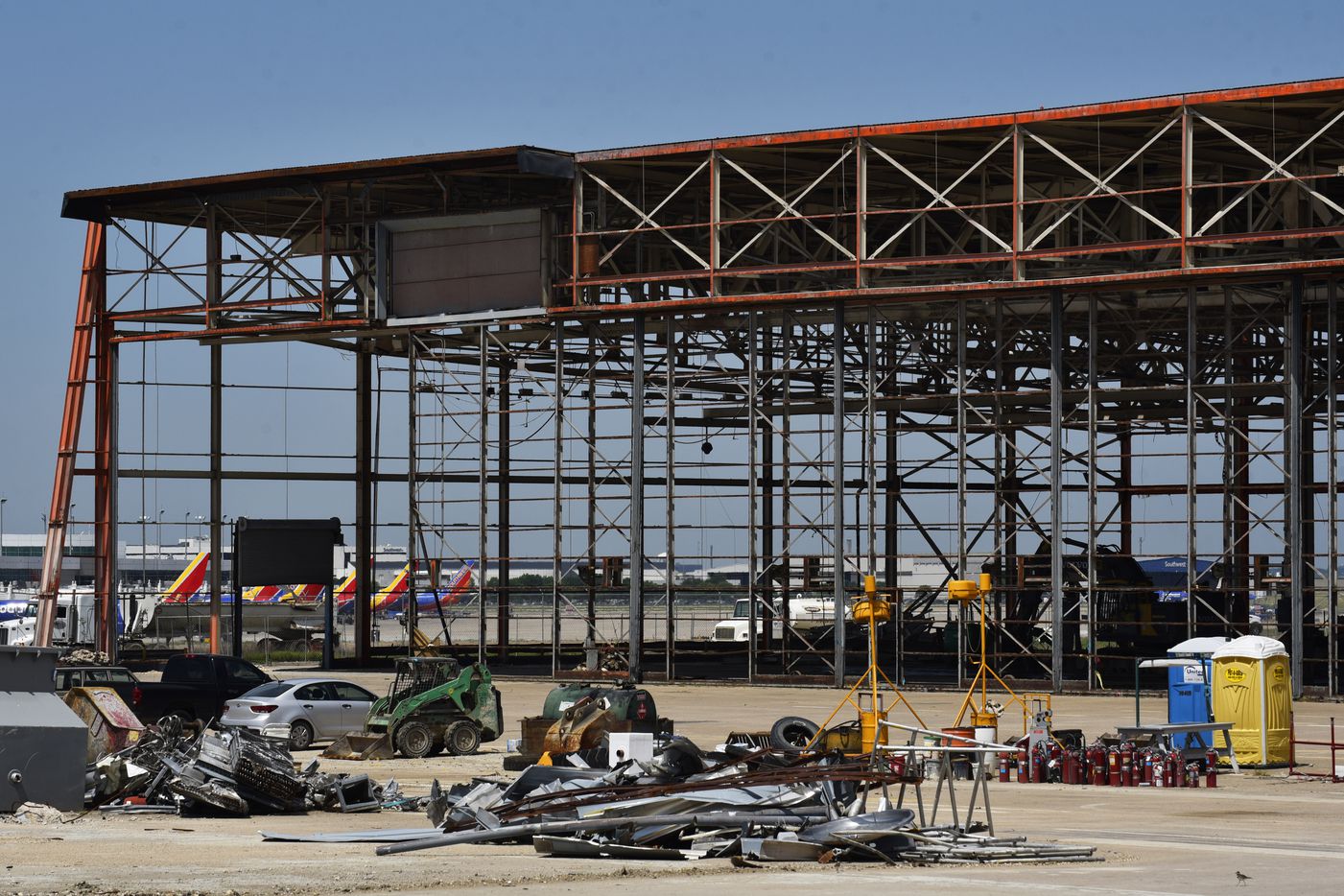 The old Braniff hangars at Dallas Love Field are being renovated just across the runway from...
