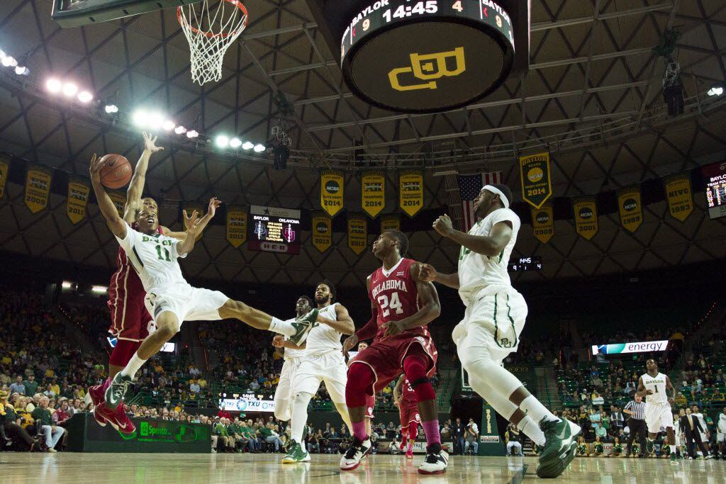 WACO, TX - JANUARY 24: Lester Medford #11 of the Baylor Bears drives to the basket against...