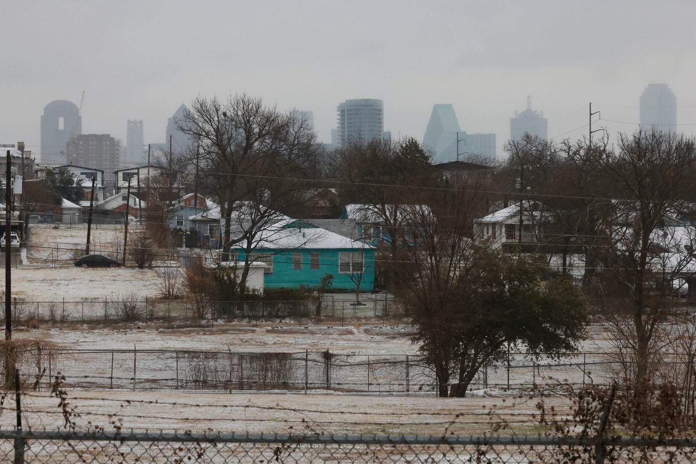 A view of Dallas from Lucas Dr., Wednesday, Feb. 1, 2023, in Dallas. Freezing rain was...