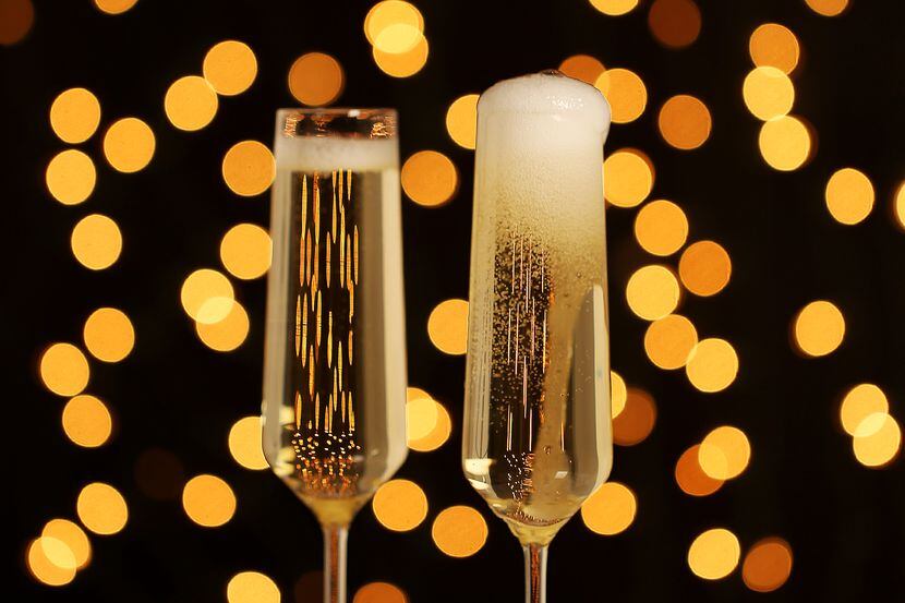 Champagne in glasses photographed in The Dallas Morning News photography studio in Dallas...