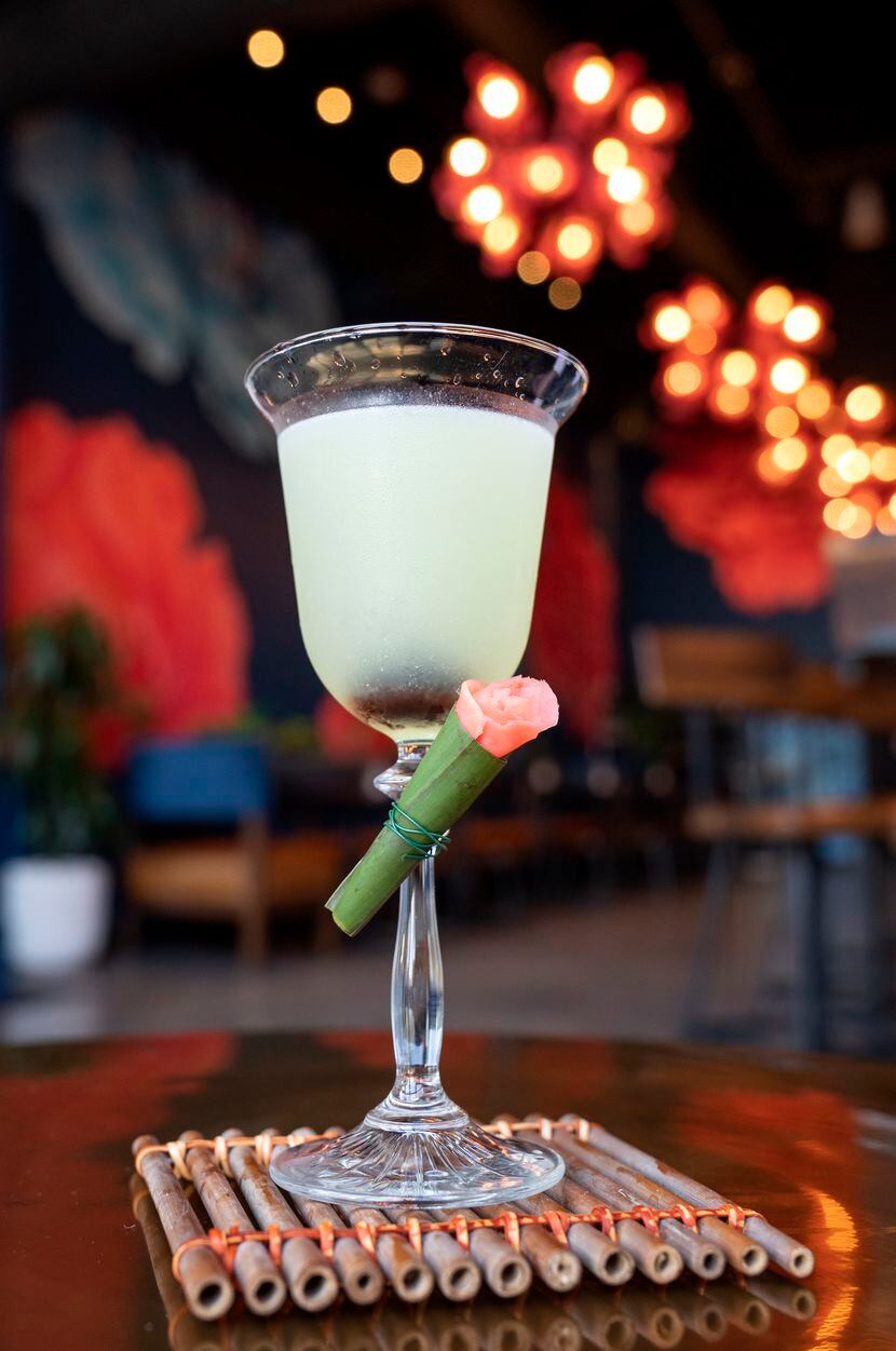 The Tokyo cocktail comes with pickled ginger, rolled to look like a rose.