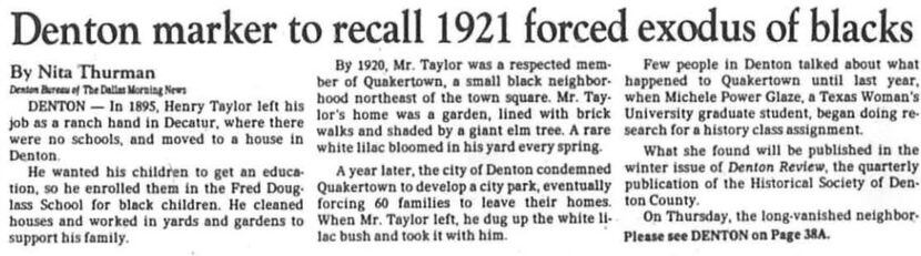 A 1991 story is the first mention in The Dallas Morning News of the finding of the lost...