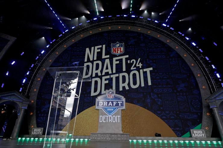A general view of the NFL Draft stage on Wednesday, April 24, 2024 in Detroit.