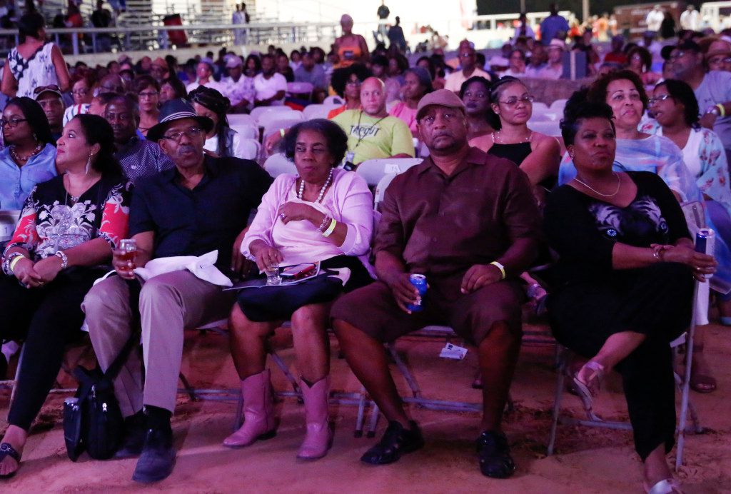 The crowd listens to YGBA as they wait for Erykah Badu to perform at the Riverfront Jazz...