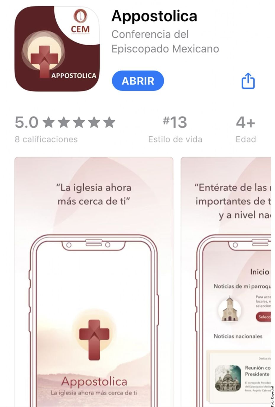 La app Appostolica está disponible de forma gratuita en Apple Store y Google Play.