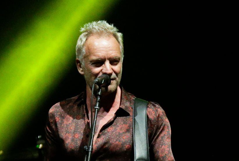 Sting performs during a concert.