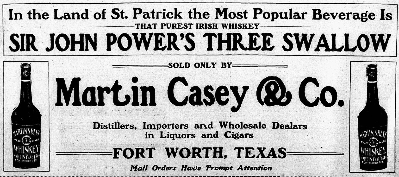 An ad that ran in the March 17, 1906, issue of The Dallas Morning News.