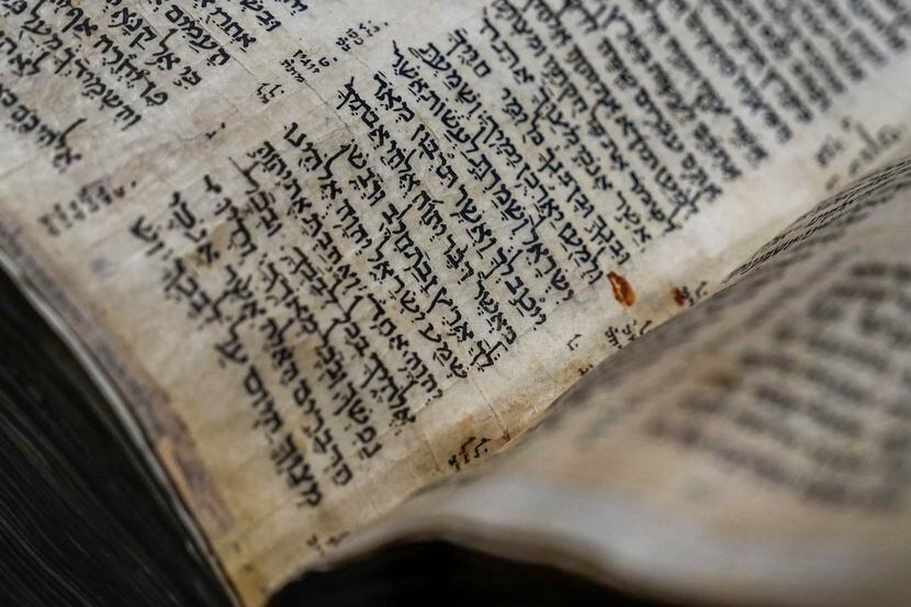 The Codex Sassoon 1,100-year-old Hebrew Bible on display at the Tel Aviv's ANU Museum of the...