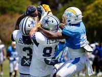 Dallas Cowboys wide receiver Dennis Houston (3) comes down with a Hail Mary pass from...