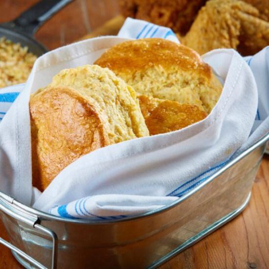 A basket of homemade biscuits is on the menu at Prohibition Chicken restaurant in Lewisville.