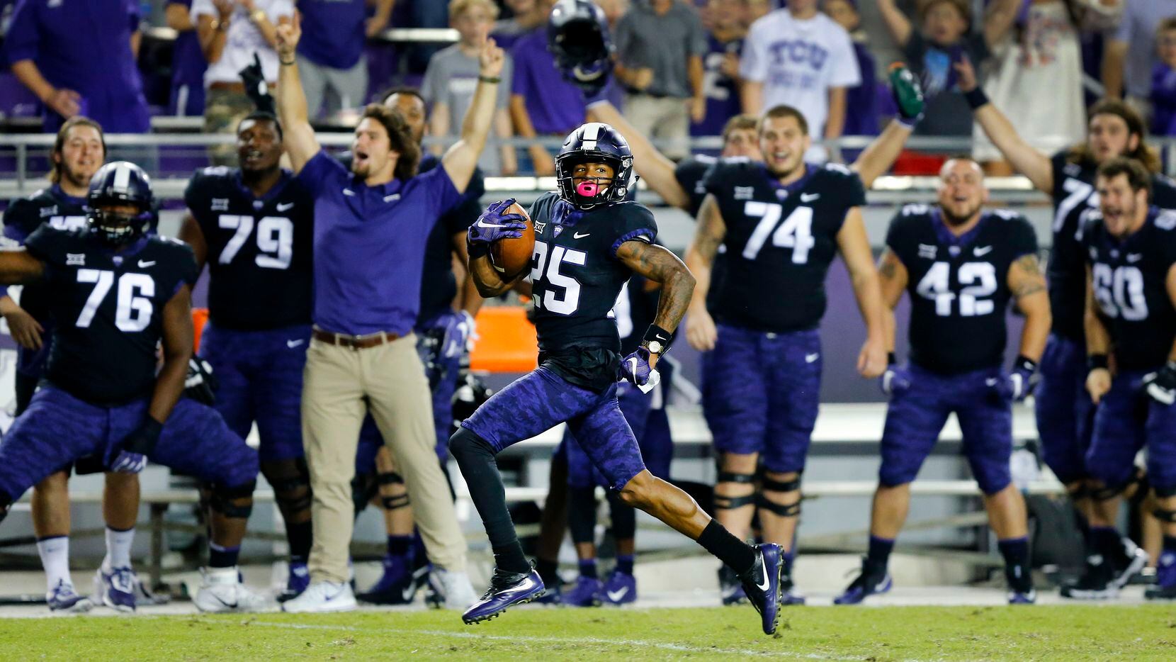 TCU Horned Frogs wide receiver KaVontae Turpin (25) races across the field for a long third...