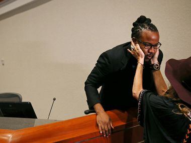 McKinney councilman La'Shadion Shemwell is greeted by Maylee Thomas-Fuller, wife of Mayor...