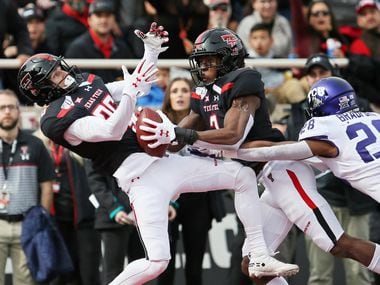 Texas Tech's Dalton Rigdon (86) catches a pass during the first half of an NCAA college football game against TCU, Saturday, Nov. 16, 2019, in Lubbock, Texas. (Sam Grenadier/Lubbock Avalanche-Journal via AP)/