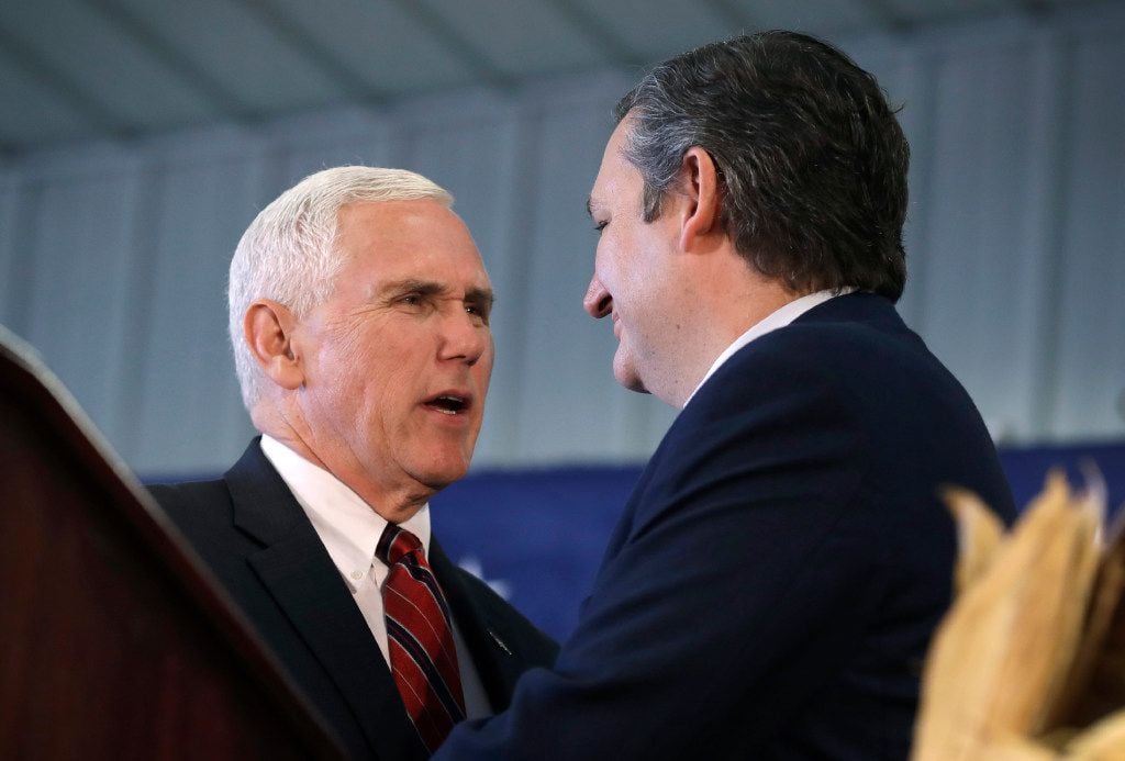 Republican vice presidential candidate Mike Pence appeared with Sen. Ted Cruz, R-Texas,...