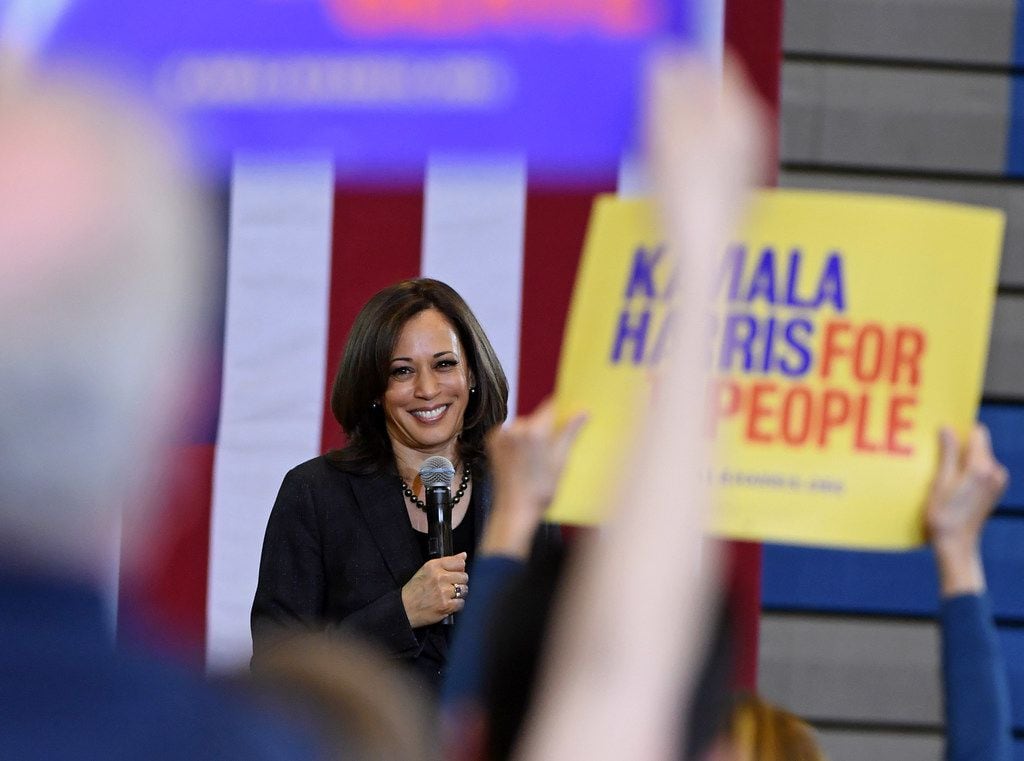 Sen. Kamala Harris campaigns at Canyon Springs High School on March 1, 2019 in North Las Vegas, Nevada.