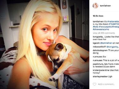 A photo posted to the Instagram account of Tomi Lahren, showing her at home with her dog,...
