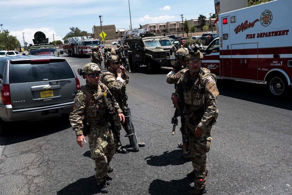 Law enforcement agencies respond to an active shooter at a Wal-Mart near Cielo Vista Mall in...