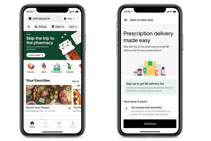 Uber Eats lanzó un servicio para ordenar recetas de medicinas en Dallas.