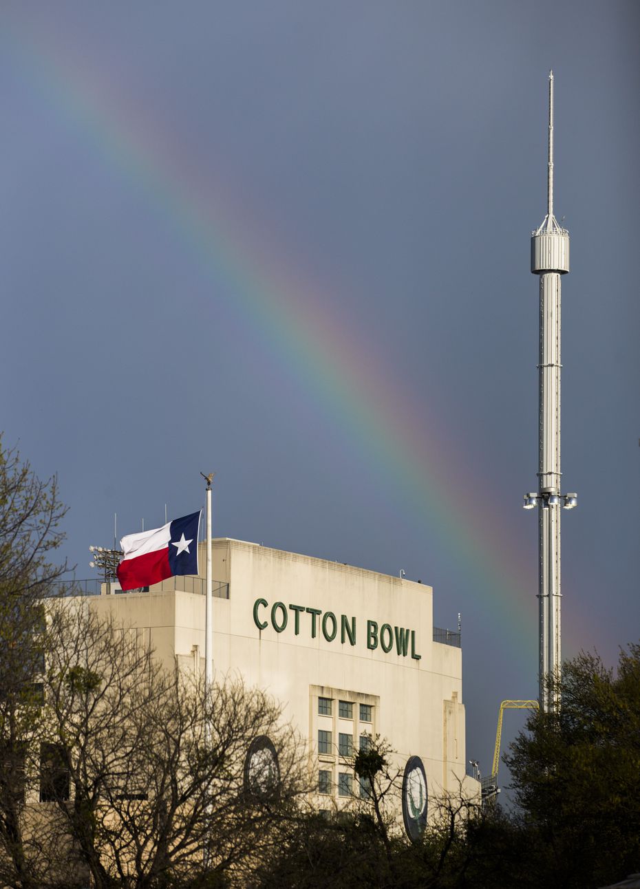 A rainbow stretched over the Cotton Bowl in Fair Park last year. The stadium will host the...