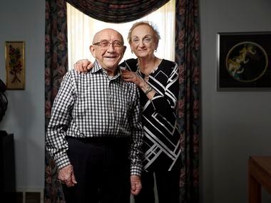 Holocaust survivor Max Glauben and his wife Frieda are photographed at their Dallas home, in...