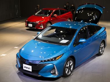 Toyota Motor Corp.'s new Prius plug-in hybrid vehicles (PHV), known as Prius Prime in the...