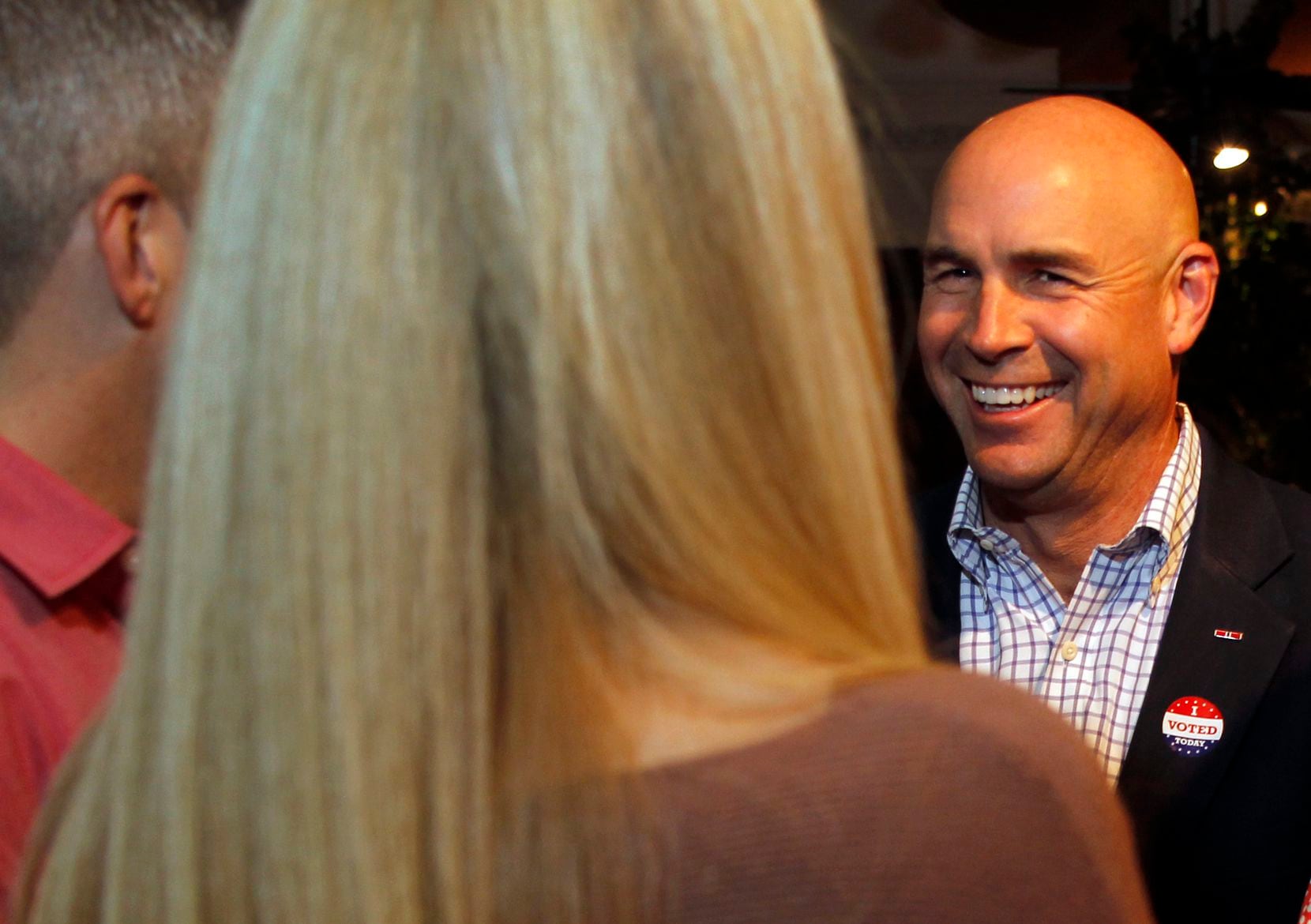 Jake Ellzey visits with supporters and well wishers during an election night party. Jake...