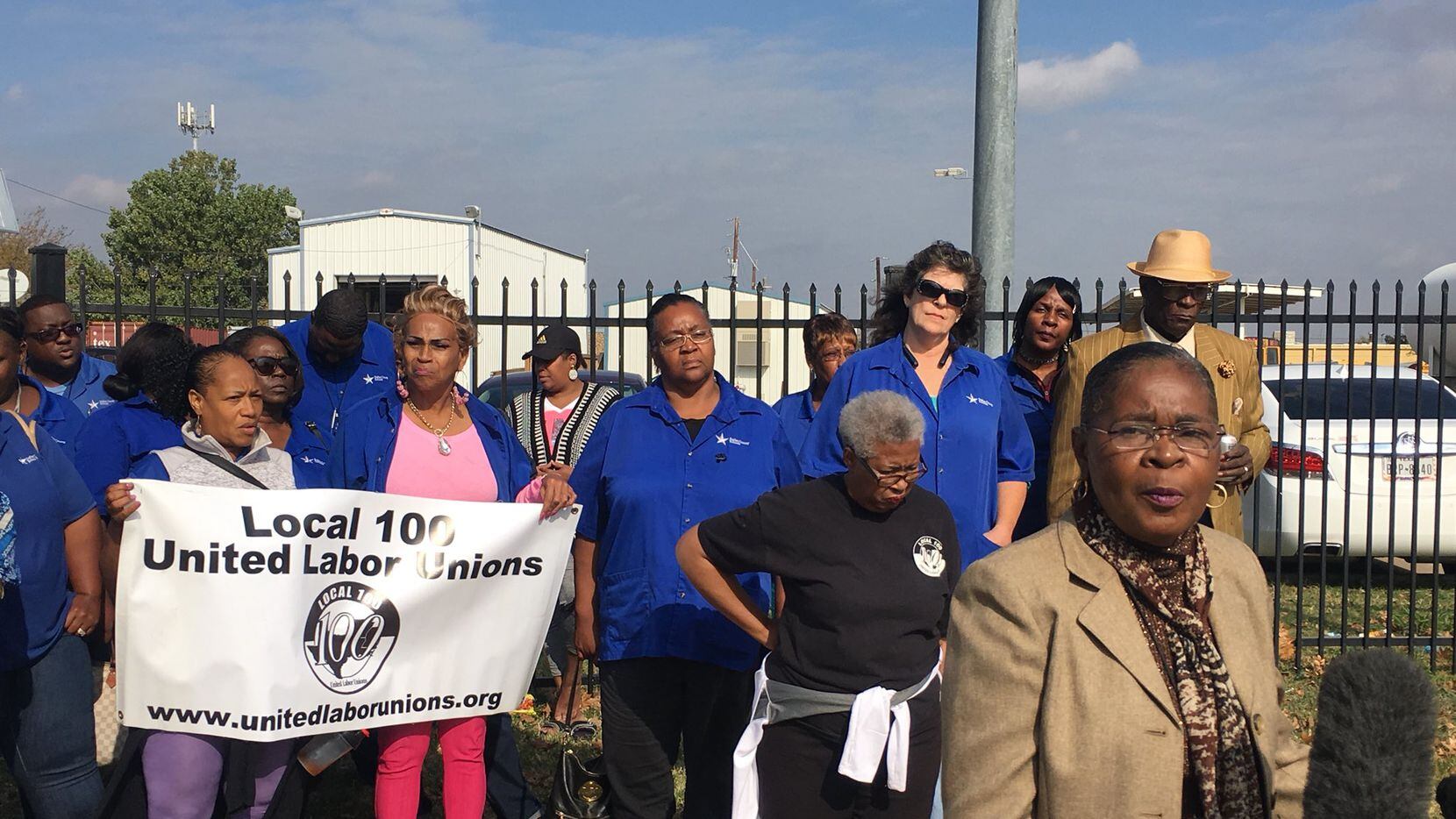 About a dozen Dallas County Schools bus drivers and their supporters attended a news...