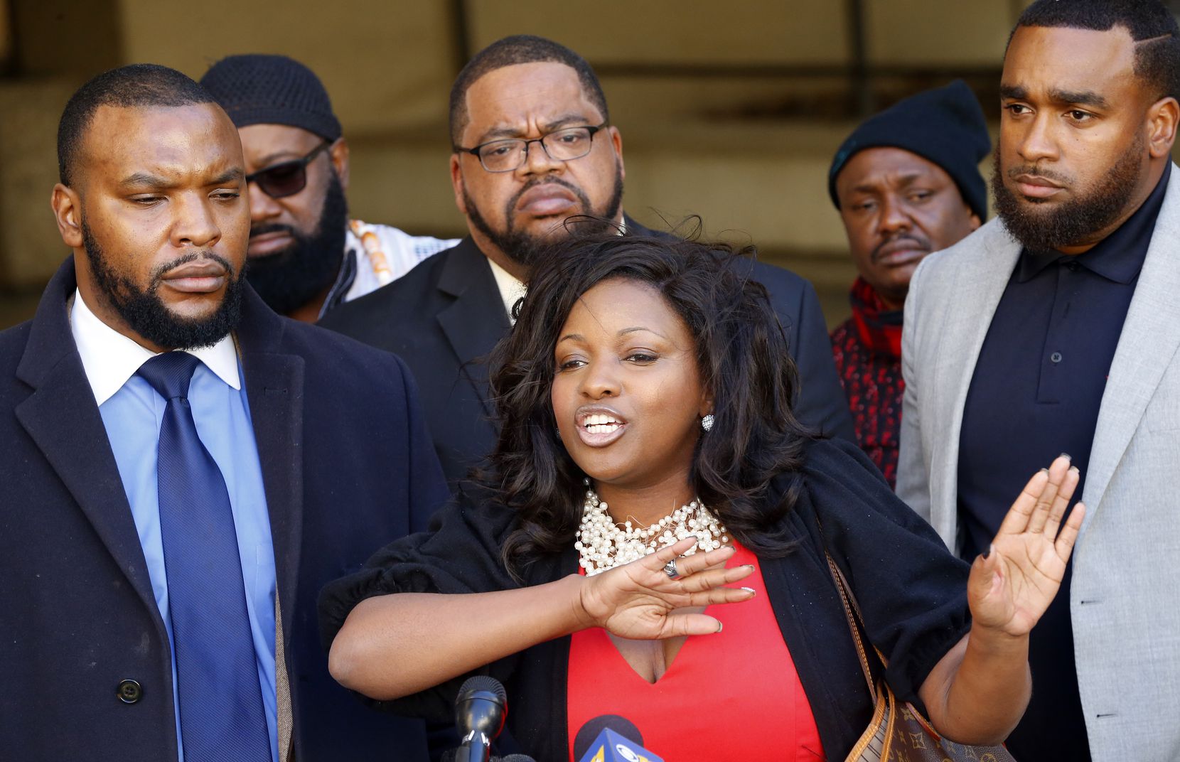 Jasmine Crockett, an attorney for the Craig family, responds to Fort Worth police Chief Joel Fitzgerald's decision to suspend an officer for 10 days without pay. (Tom Fox/Staff Photographer)