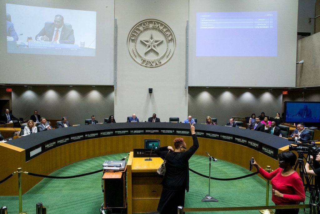 Dr. Pamela Grayson addressed the Dallas City Council during an open-mic session during Wednesday's meeting.