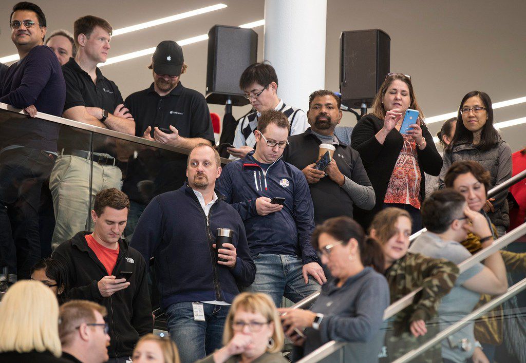 Apple employees attended an event about Apple's new campus announcement in Austin in...