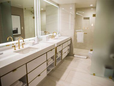 The bathroom in a Crescent Suite at Hotel Crescent Court in Dallas on Monday, June 18, 2018....