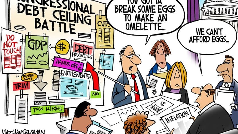 Editorial cartoon: Debt ceiling and eggs