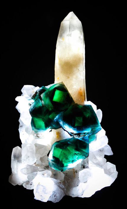 The Eyes of Africa mineral sits on display in the Lyda Hill Gems and Minerals Hall at the...