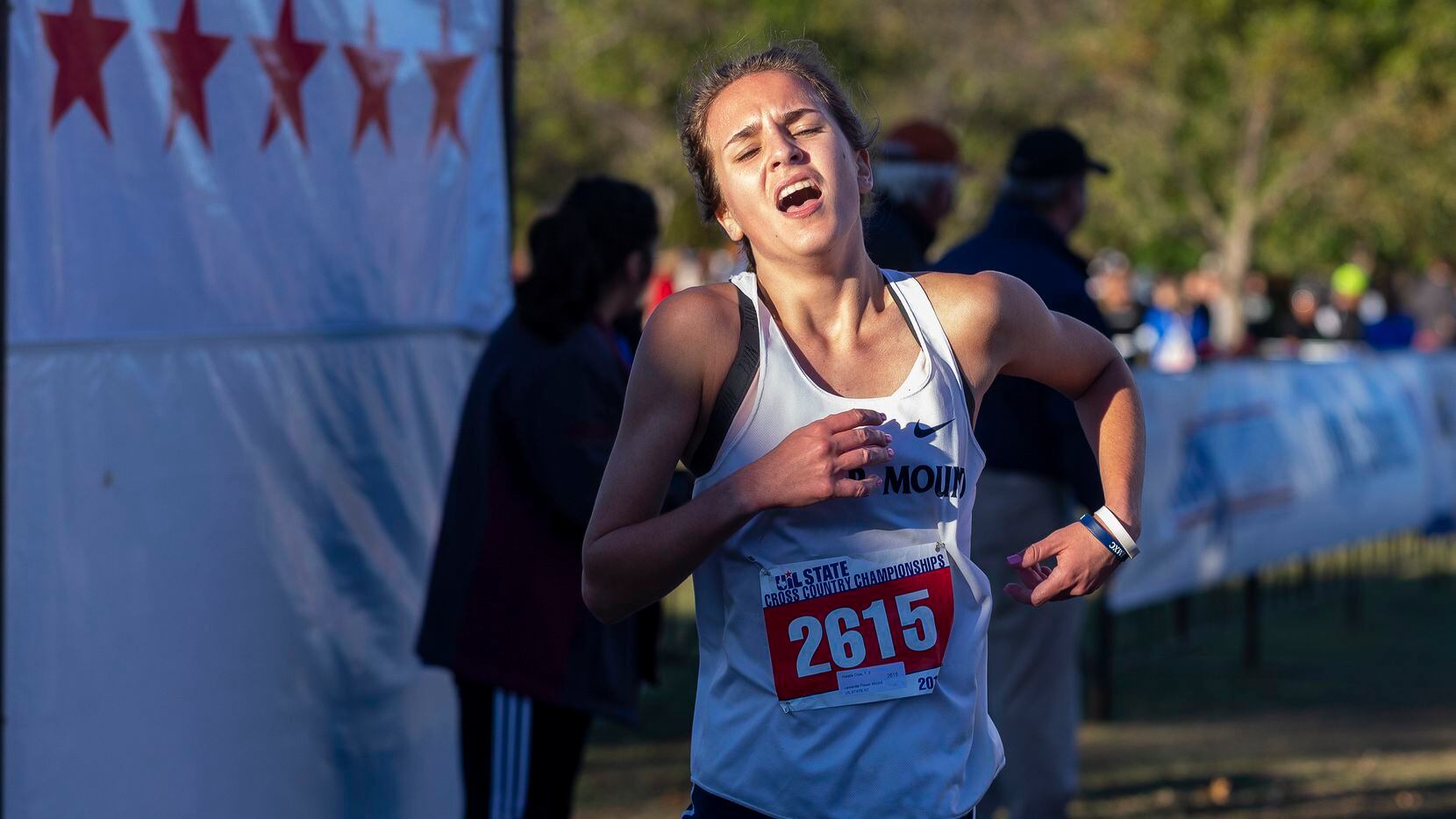 Flower Mound's Natalie Cook finishes fifth in the girls 6A UIL State Cross Country...