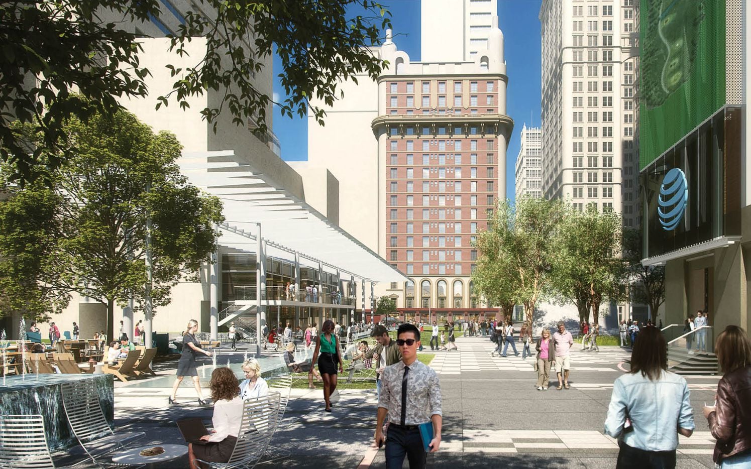 The $100 million redo of AT&T's downtown Dallas campus includes new features to bring in...