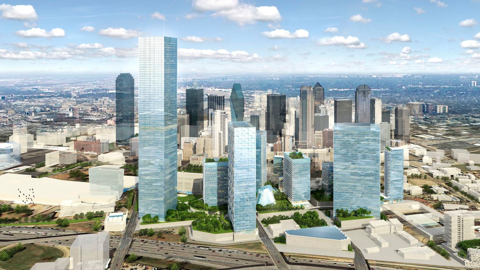 The eight-block high-rise campus Dallas Smart District downtown is one of about two dozen...