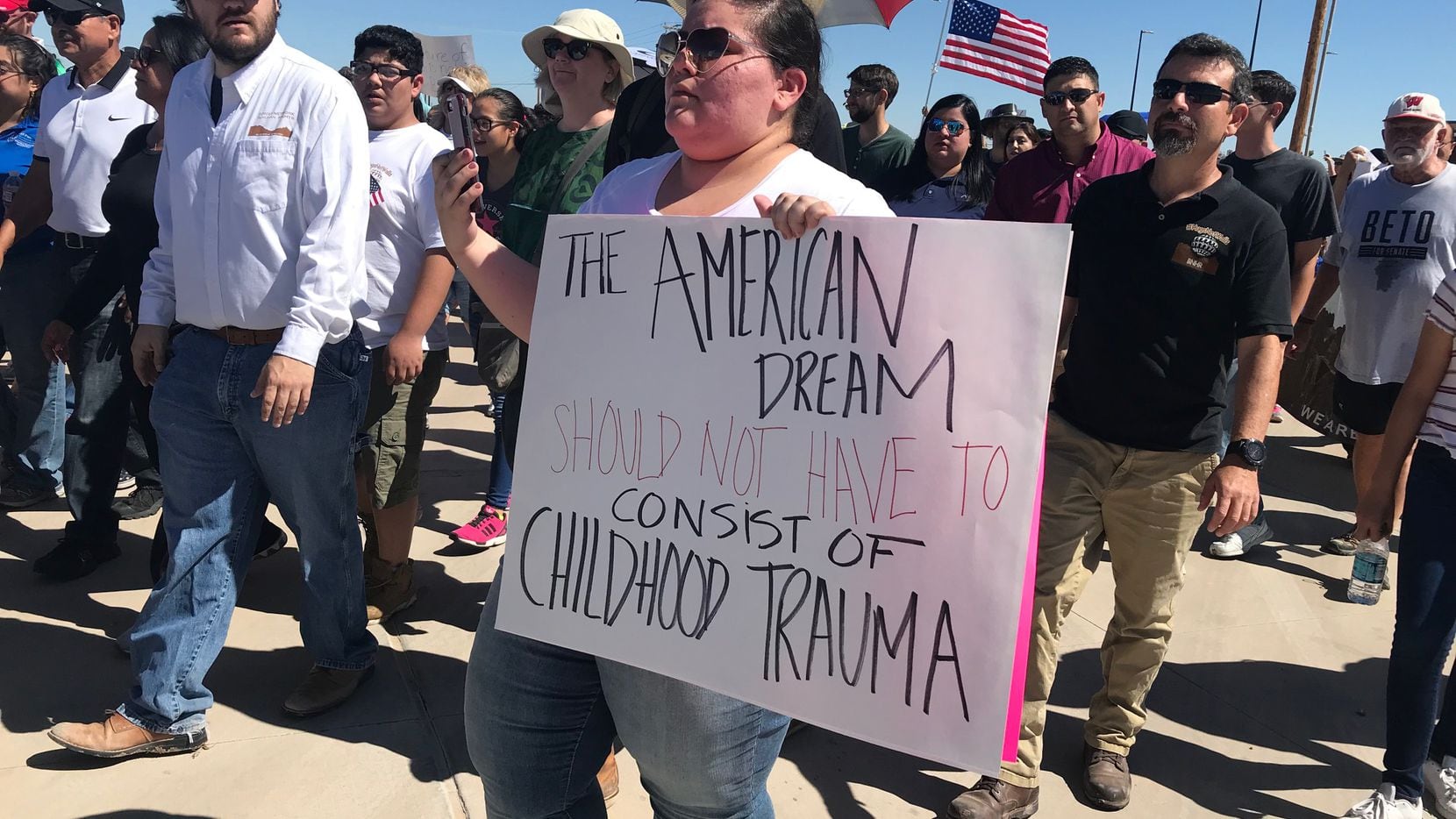 Hundreds of protesters descended in Tornillo, Texas to protest policies that separate families.