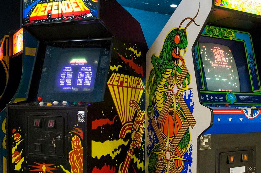 Arcade games are lined up in an arcade room inside the National Videogame Museum on...