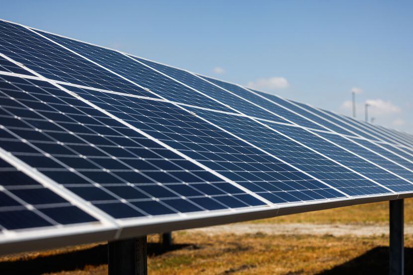 Solar panels in Scurry, TX on Thursday, August 11, 2022. A 2021 law creates a rebuttable...