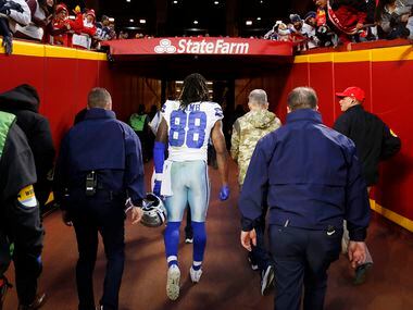 Dallas Cowboys wide receiver CeeDee Lamb (88) walks to the locker room at halftime after...