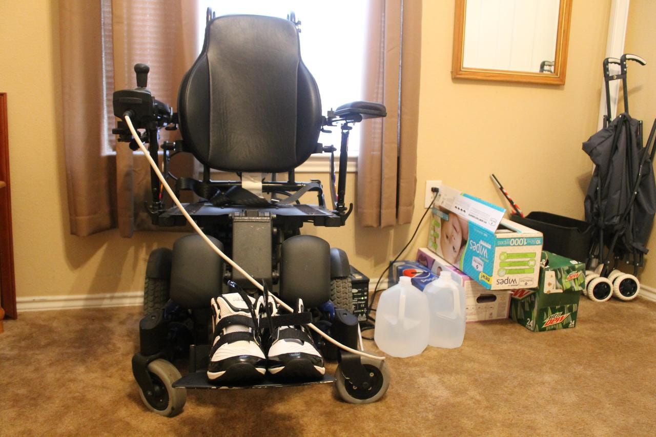 
Shawn Koester's uses this electric wheelchair to get around when he gets out of the house....