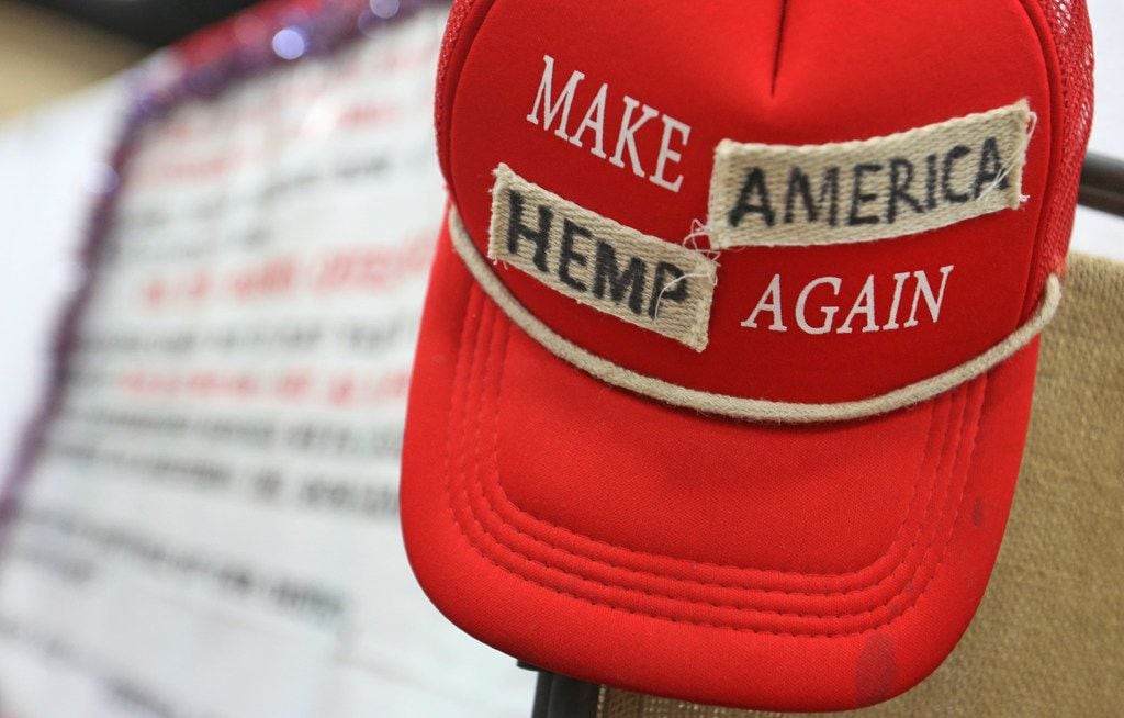 A "Make America Great Again" cap has been altered and put on display at the Texas Hemp...