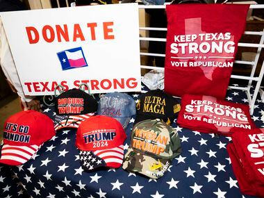 Republican and Trump merch for sale during a Collin County GOP Election Night Watch Party on...