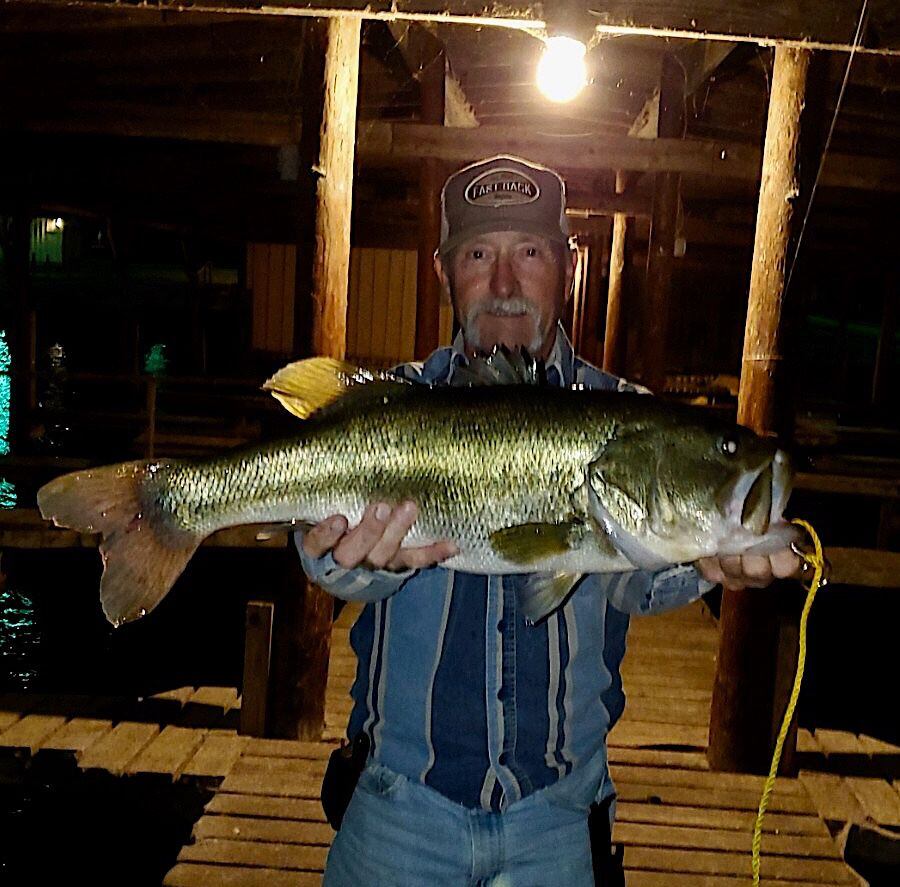 Jim Crockett was fishing from the shores of Houston County Lake near Crockett on Oct. 20 when he caught and released what may be the biggest bass reported from the 1,300-acre reservoir since 1990. Crockett, 63, said the fish weighed 14.1 pounds on an uncertified digital scale.