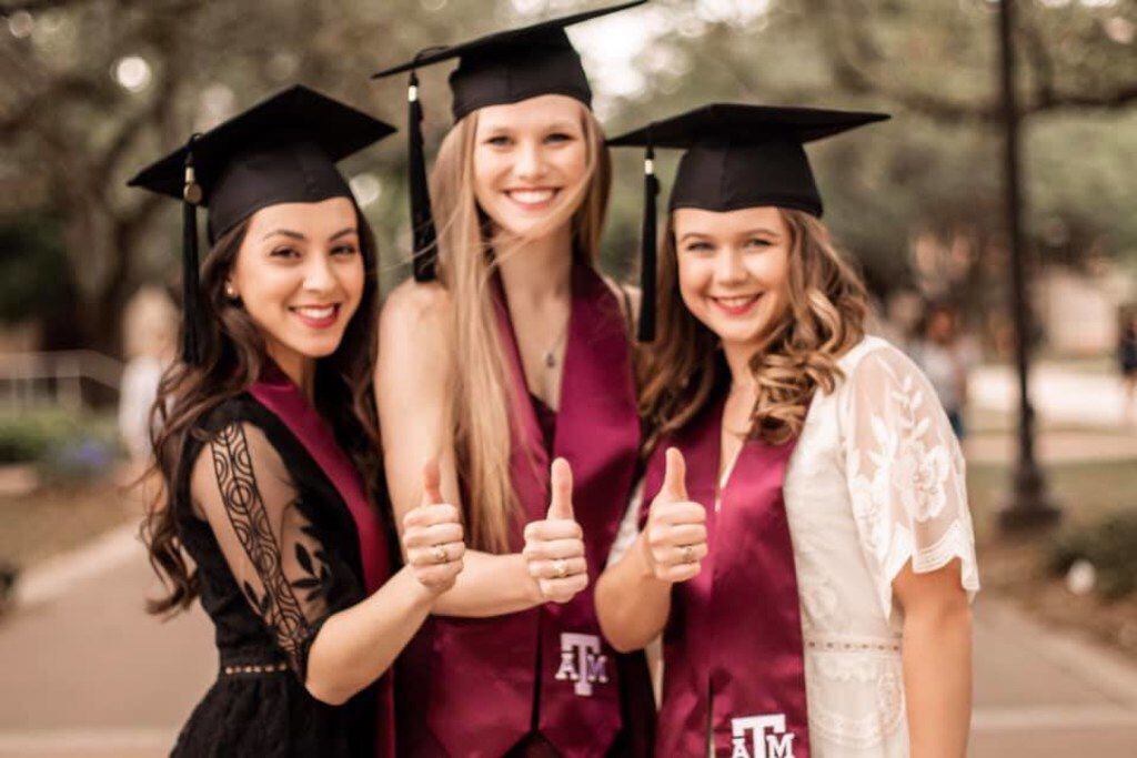 Scott Burns  granddaughter, Shelby Devries (center), is shown at her graduation from Texas A&M University with two of her friends, Catherine McKee (left) and Madison Strong. 