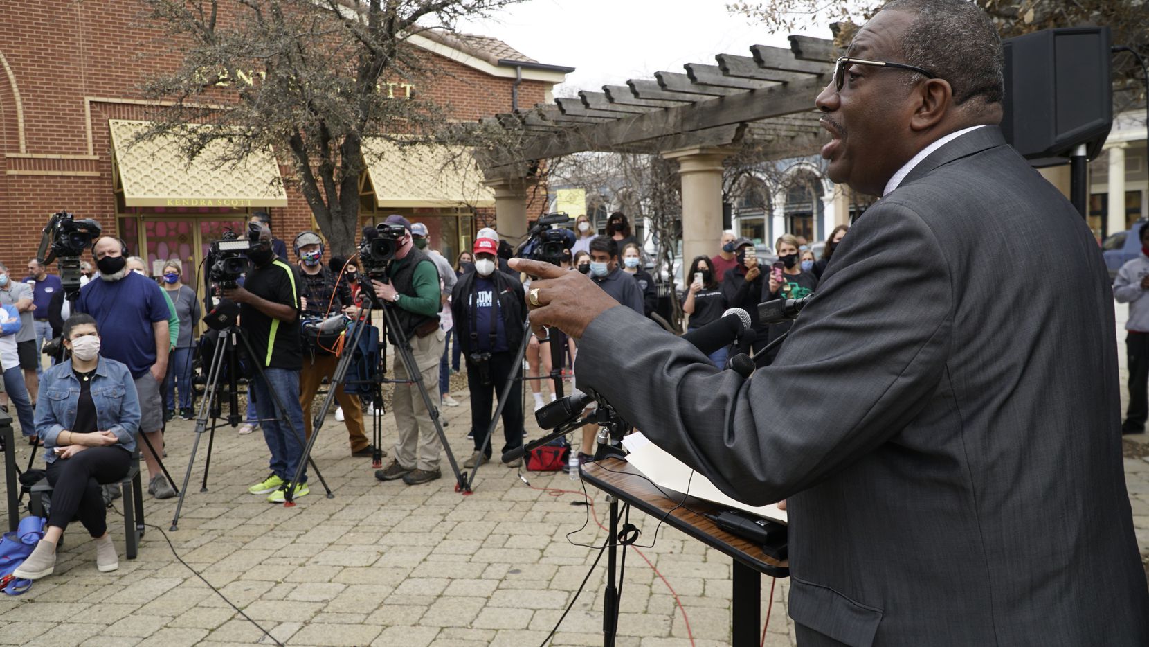 Senator Royce West speaks during a press conference about diversity in the school district...