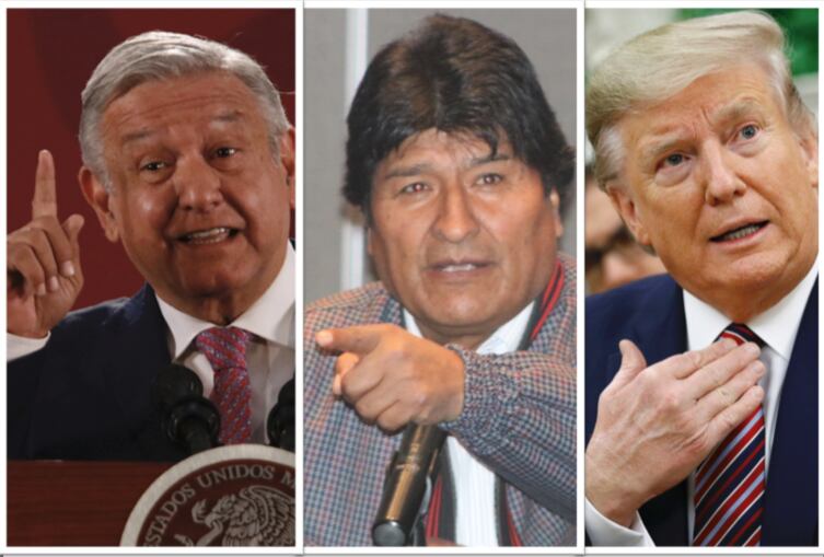 Andrés Manuel López Obrador, Evo Morales y Donald Trump.